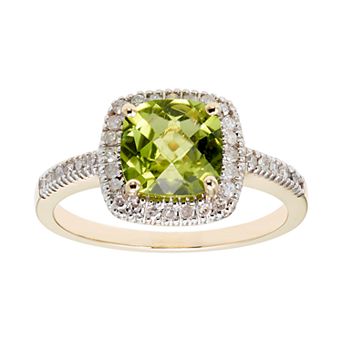 Peridot 10K Gold & 1/5 Carat T.W. Diamond Frame Ring