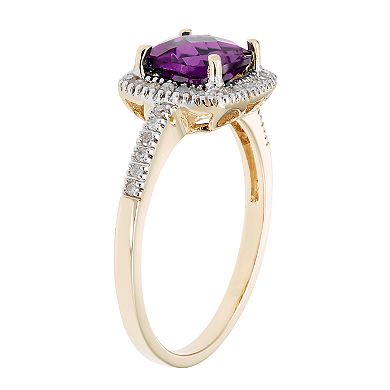 10K Gold & 1/5 Carat T.W. Diamond Amethyst Ring