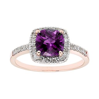 10K Gold & 1/5 Carat T.W. Diamond Amethyst Ring