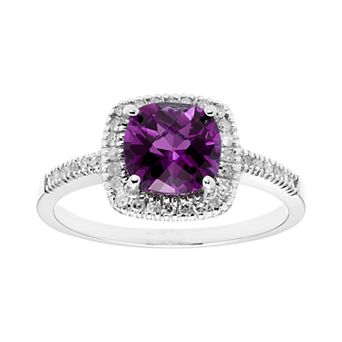 10K Gold & 1/5 Carat T.W. Diamond Amethyst Ring