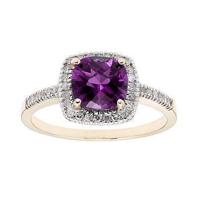 10K Gold 1 5 Carat T.W. Diamond Amethyst Ring Women s Size 8 Purple