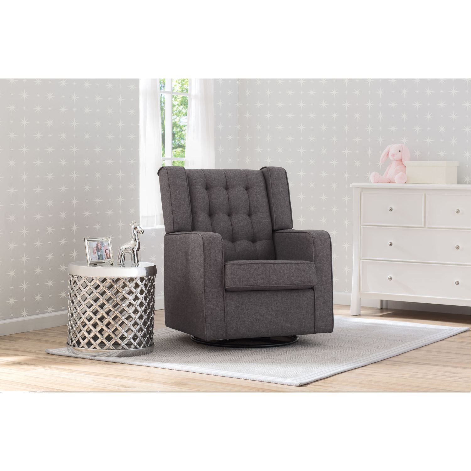 delta upholstered swivel glider chair