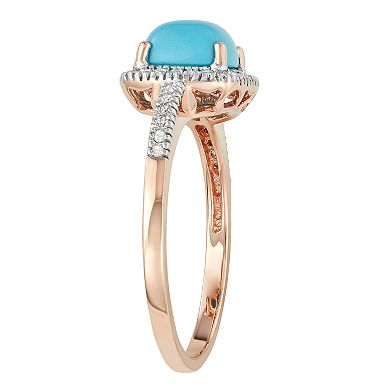 Womens Unbranded Simulated Turquoise 10K Yellow Gold &1/5 Carat T.W. Diamond and Frame Ring