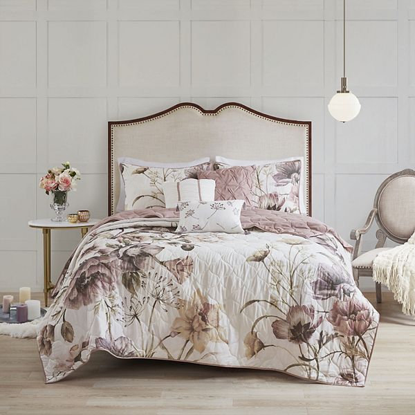 Madison Park Gisele 6 Piece Floral Cotton Quilted Coverlet Set