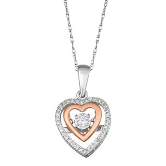 HDI 1/6 Carat T.W. Diamond 10K Gold Two-Tone Heart Pendant Necklace