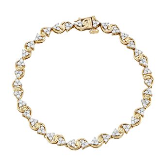 HDI 10k Gold 1 1/2 Carat T.W. Diamond S-Link Tennis Bracelet