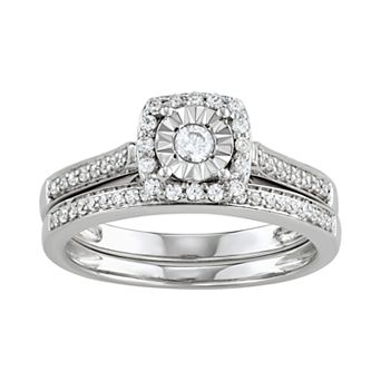 HDI 10k White Gold 3/8 Carat T.W. Diamond Engagement Ring