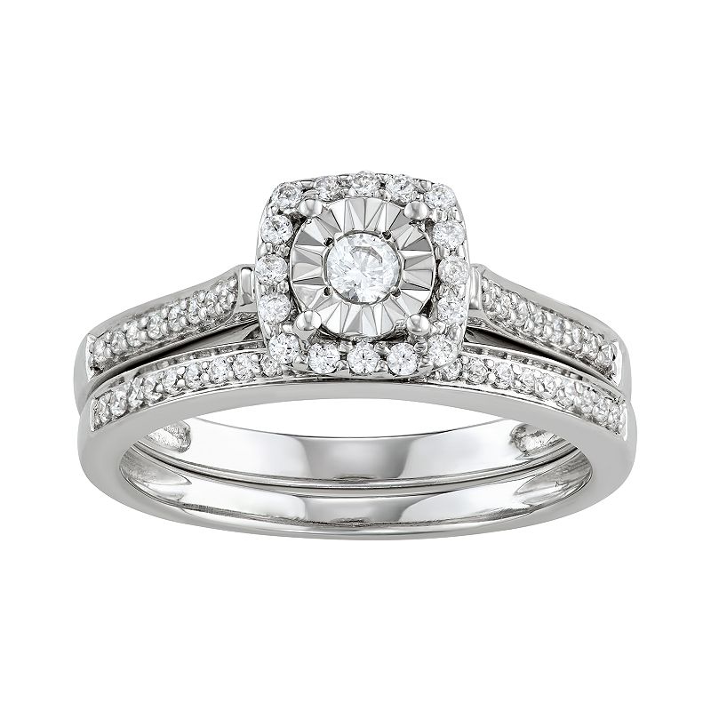 10k White Gold 3/8 Carat T.W. Diamond Engagement Ring, Womens, Size: 5