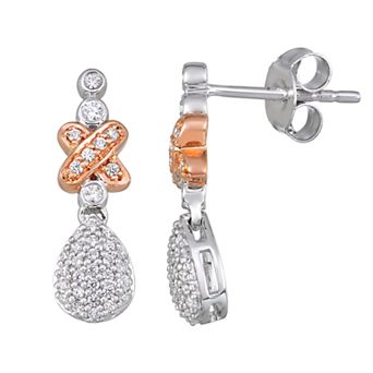 HDI Two Tone 10k Gold 1/3 Carat T.W. Diamond Drop Earrings