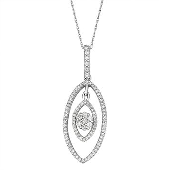 HDI 10K White Gold 1/2 Carat T.W. Diamond Double Marquise Pendant