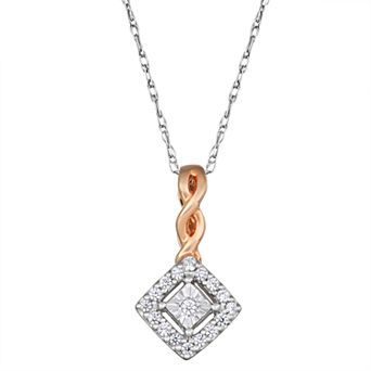 HDI 10k Rose Gold 1/6 Carat T.W. Diamond Infinity Pendant Necklace