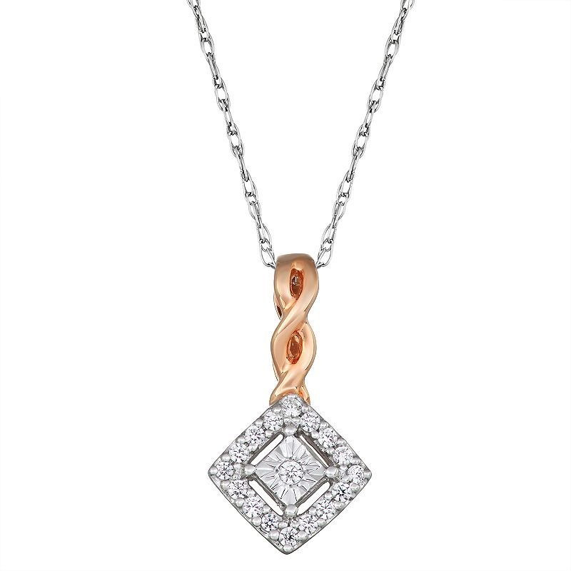 10k Rose Gold 1/6 Carat T.W. Diamond Infinity Pendant Necklace, Womens, S