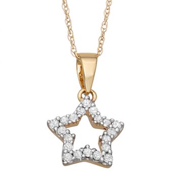 HDI 10k Gold White 1/6 Carat T.W. Diamond Star Pendant