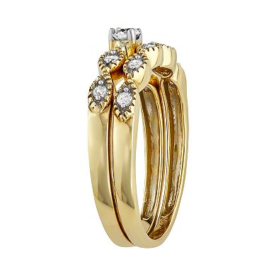 10k Gold 1/4 Carat T.W. Diamond Engagement Ring Set