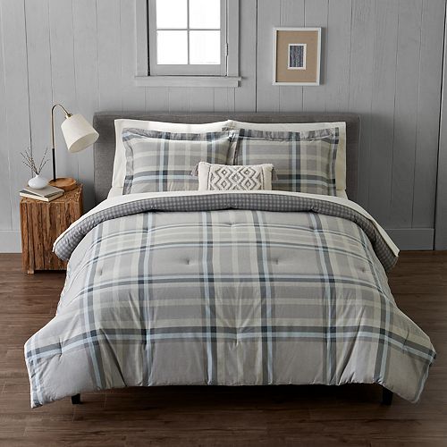 Cuddl Duds Heavyweight Flannel Ice Plaid Comforter Set