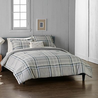 Cuddl Duds Heavyweight Flannel Ice Plaid Comforter Set