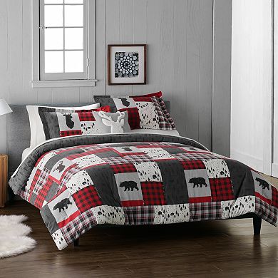 Cuddl Duds Heavyweight Flannel Lodge Patchwork Comforter Set