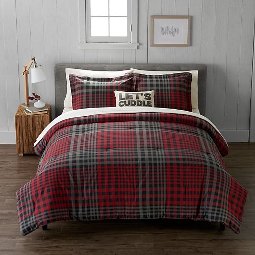 Cuddl Duds Heavyweight Flannel Plaid Comforter Set