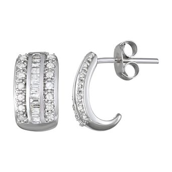 HDI 1/2 Carat T.W. Diamond J Hoop Earrings