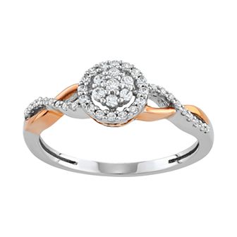 HDI Two Tone Sterling Silver 1/4 Carat T.W. Diamond Infinity Ring