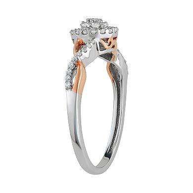 HDI Two Tone Sterling Silver 1/4 Carat T.W. Diamond Infinity Ring