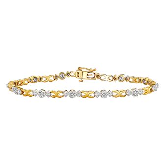 HDI 10k Gold Over Silver 1 Carat T.W. Diamond Infinity Link Bracelet