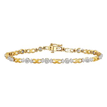 HDI 10k Gold Over Silver 1 Carat T.W. Diamond Infinity Link Bracelet