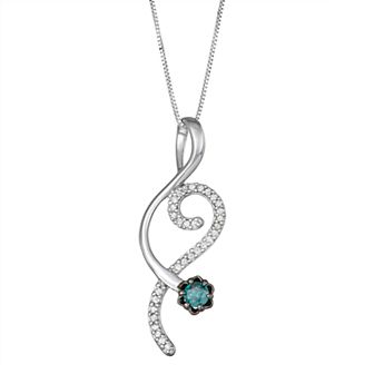 HDI Sterling Silver 1/3 Carat T.W. Diamond Treble Clef Pendant Necklace