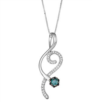HDI Sterling Silver 1/3 Carat T.W. Diamond Treble Clef Pendant Necklace