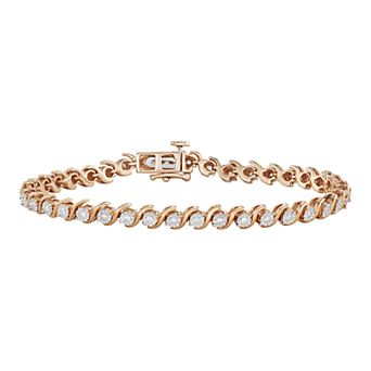 HDI 10k Rose Gold Over Silver 1/4 Carat T.W. S-Link Bracelet