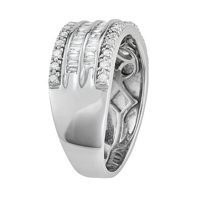 HDI Sterling Silver 5/8 Carat T.W. Diamond Baguette Ring