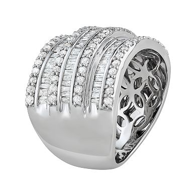 Sterling Silver 1 1/2 Carat T.W. Diamond Baguette Ring