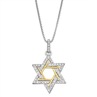 HDI 10k Gold Over Silver 1/4 Carat T.W. Diamond Star Pendant Necklace