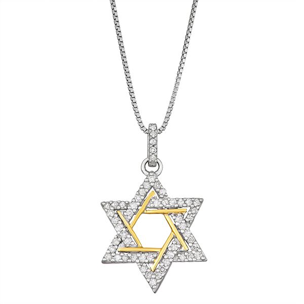 10k Gold Over Silver 1/4 Carat T.W. Diamond Star Pendant Necklace