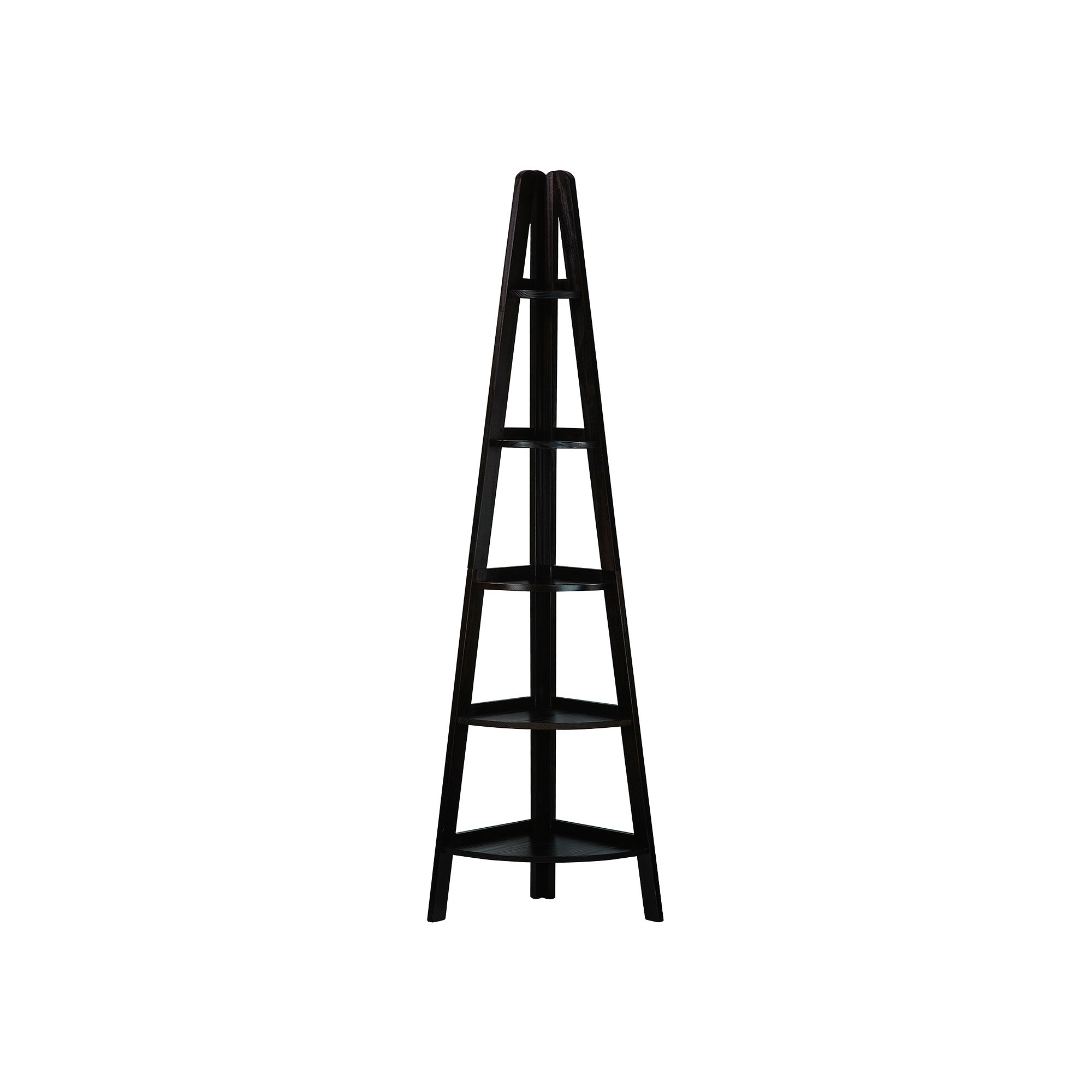 Casual Home 5-Shelf White Corner Ladder Bookcase, Brown