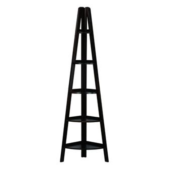 Casual Home 5-Shelf White Corner Ladder Bookcase