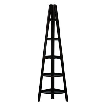 Casual Home 5-Shelf White Corner Ladder Bookcase