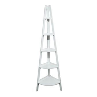 Casual Home 5-Shelf White Corner Ladder Bookcase