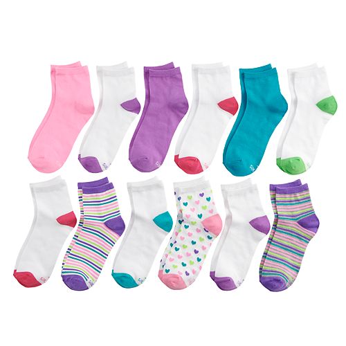 Girls 4-16 Hanes® 12-Pack Ankle Socks