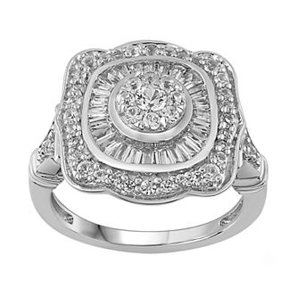 LOVEABLES Sterling Silver Lab-Created White Sapphire Ring