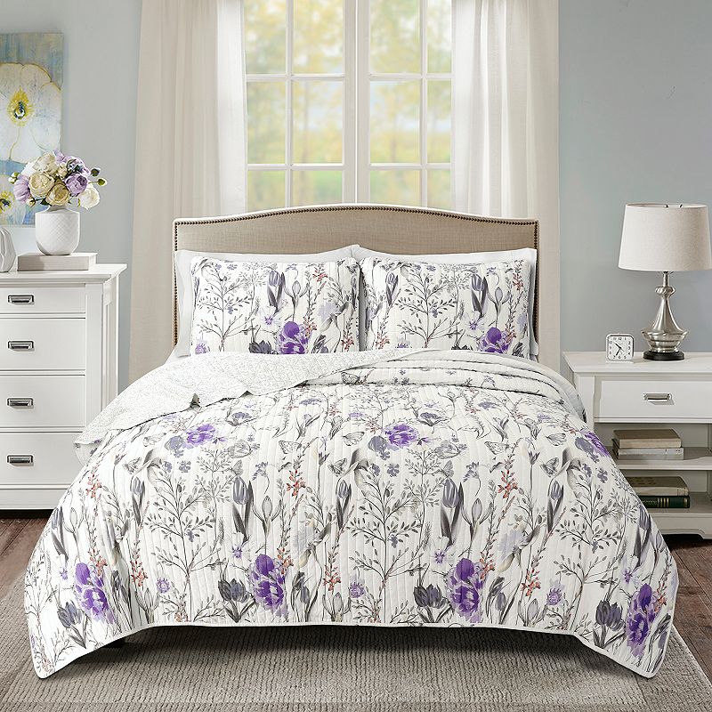 Lush Decor Adalia Quilt Set, Purple, King