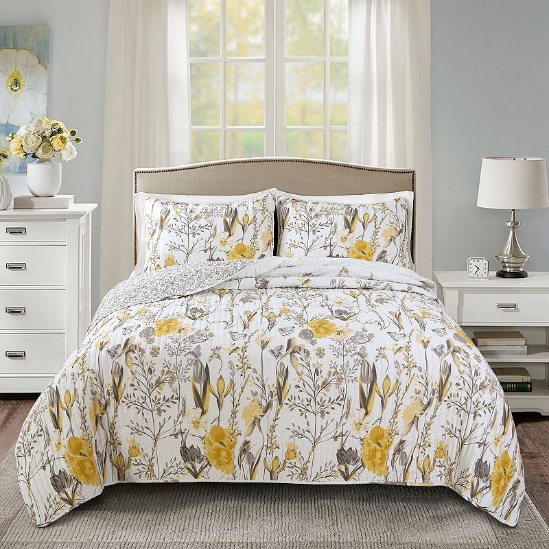 Lush Decor Adalia Quilt Set, Yellow, Full/Queen