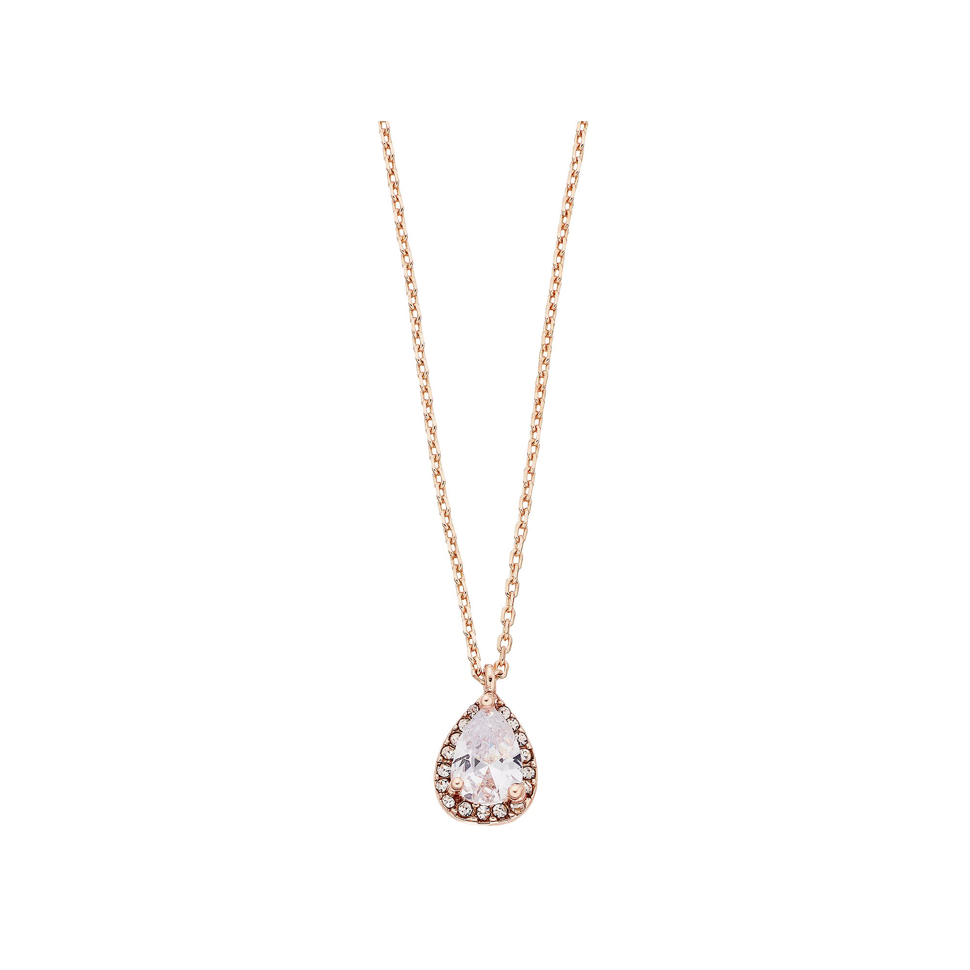 LC Lauren Conrad Simulated Crystal Teardrop Pendant, Womens, Rose Gold Ton