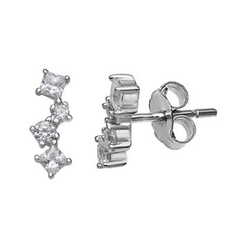 PRIMROSE Sterling Silver Cubic Zirconia Cluster Stud Earrings