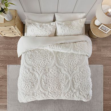 Madison Park Aeriela 3 Piece Tufted Damask Duvet Cover Set