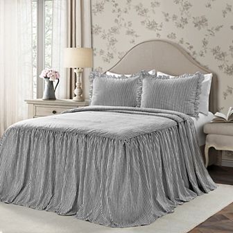 Lush Decor Ticking Stripe Ruffled Bedspread Set