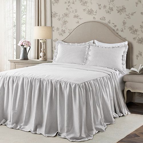 Lush Decor Ticking Stripe Ruffled Bedspread Set