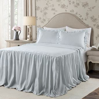 Lush Decor Ticking Stripe Ruffled Bedspread Set