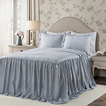 Lush Decor Ticking Stripe Ruffled Bedspread Set