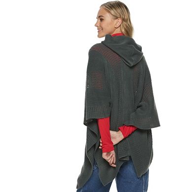 Women's SO® Hooded Knit Poncho